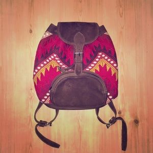 Boho leather backpack